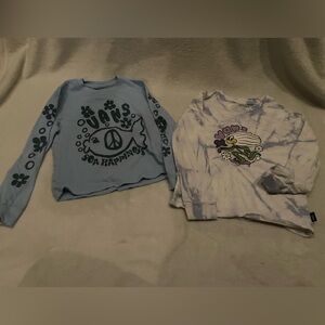 Vans toddler girls Long Sleeve Tees - Blue and White Tie-Dye